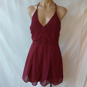 Deep Burgundy Lush Romper with Strappy Back!